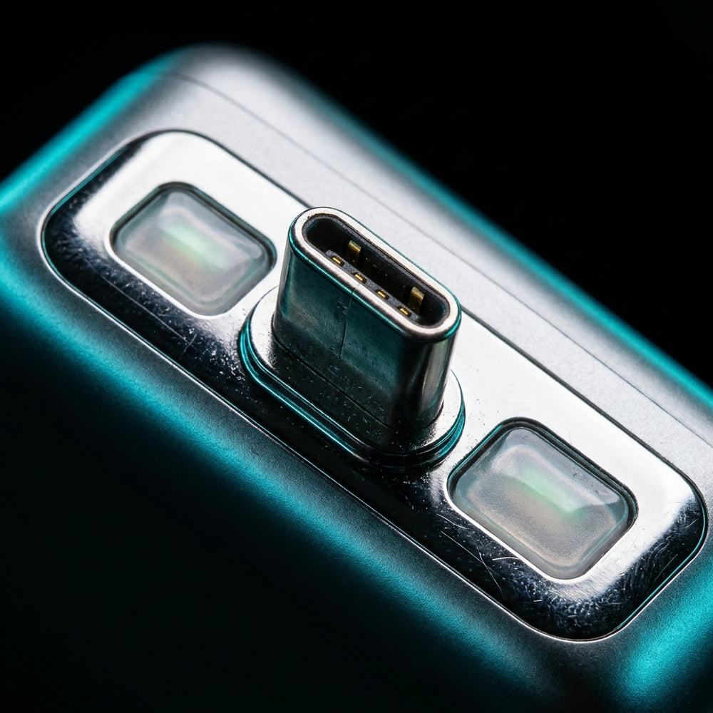 Macro close-up of the USB-C port