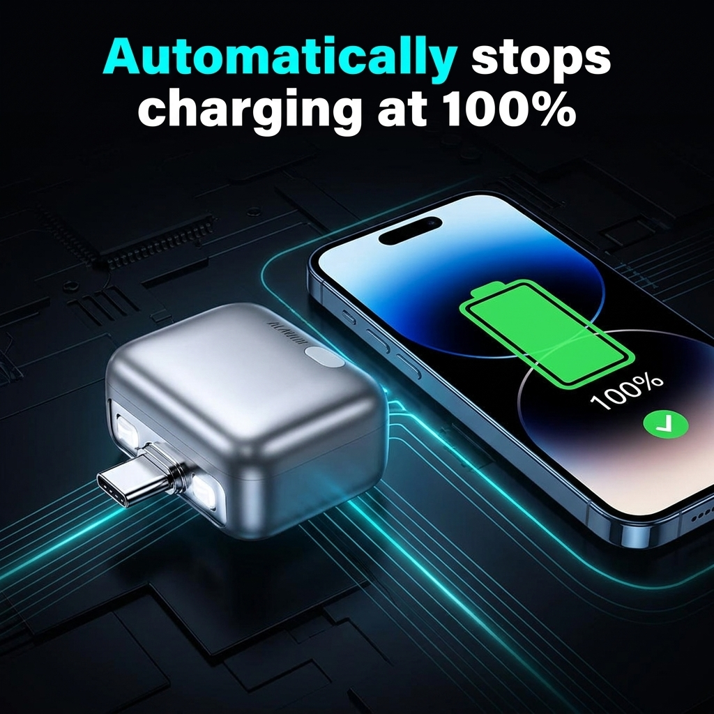 Feature graphic: automatically stops charging at 100%
