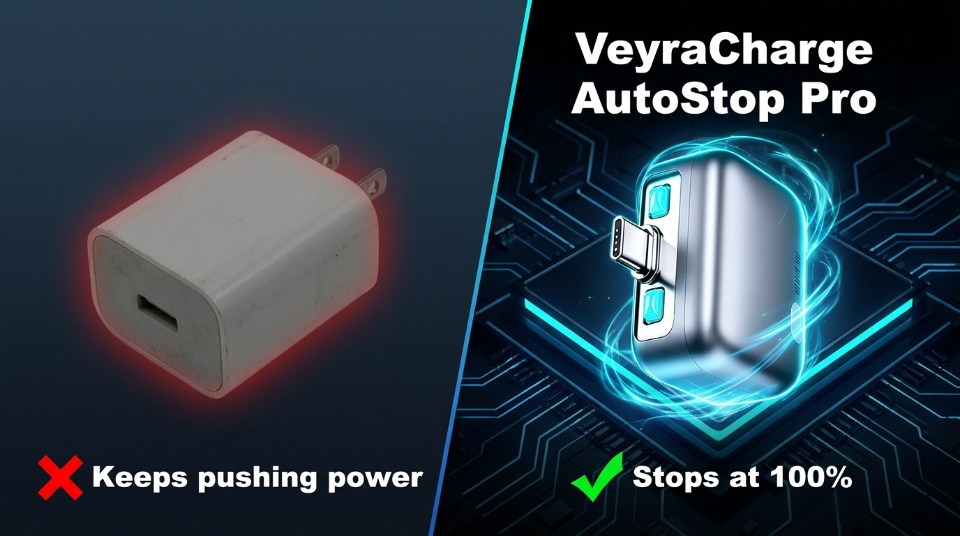 Standard charger vs VeyraCharge™ AutoStop Pro